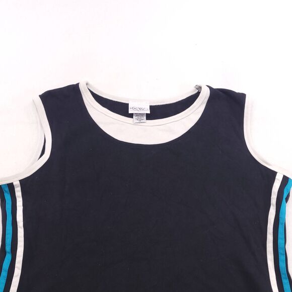 CW Sport Casual Crew Neck Sleeveless Tank Top Shirt Womens Size 1X Black White - Picture 1 of 10